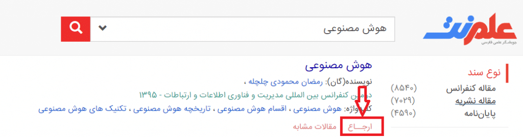 روش رفرنس نویسی مقالات فارسی
