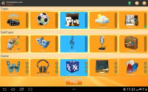 اپلیکیشن آموزش زبان انگلیسی fun easy learn